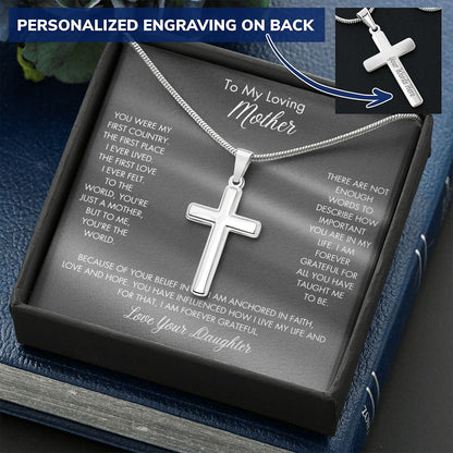 Mother - You Are My World! Personalize Cross Necklace