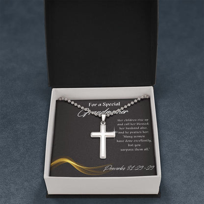 To My Grandmother - Proverbs 31 Cross Necklace