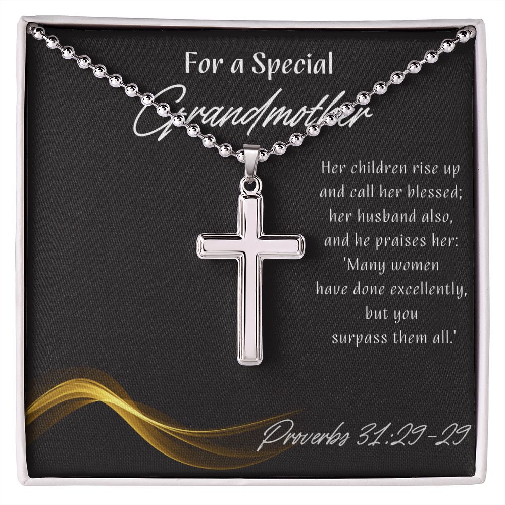 To My Grandmother - Proverbs 31 Cross Necklace