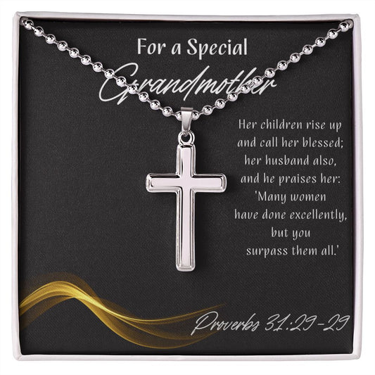 To My Grandmother - Proverbs 31 Cross Necklace