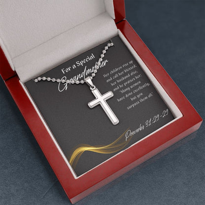 To My Grandmother - Proverbs 31 Cross Necklace