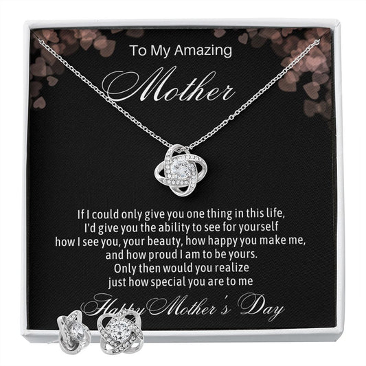 Amazing Mother- Diamond Knot & Earring Set