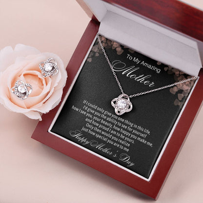 Amazing Mother- Diamond Knot & Earring Set