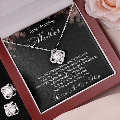 Amazing Mother- Diamond Knot & Earring Set